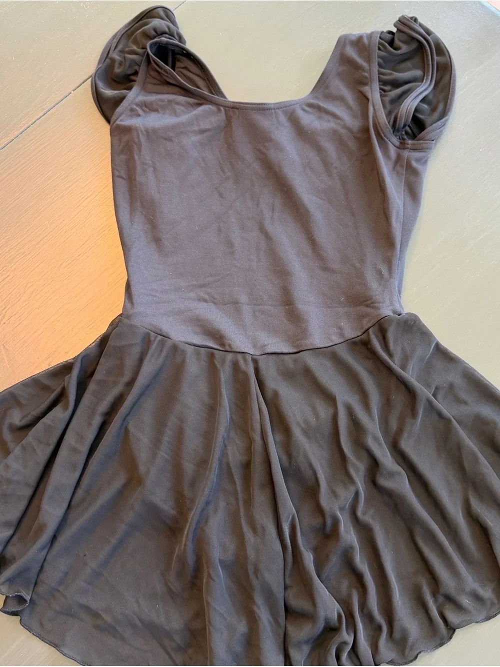 Capezio Black Ballet Dance Leotard with Chiffon Skirt Sz L